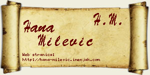 Hana Milević vizit kartica